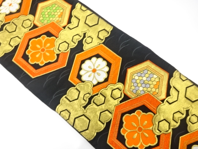 JAPANESE KIMONO / ANTIQUE FUKURO OBI / WOVEN FLOWER